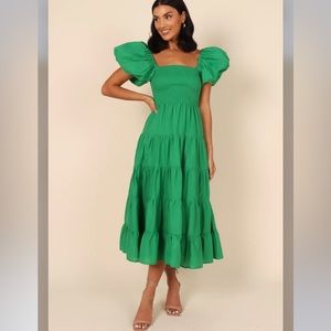 Petal + Pup MORGAN TIERED DRESS GREEN Large